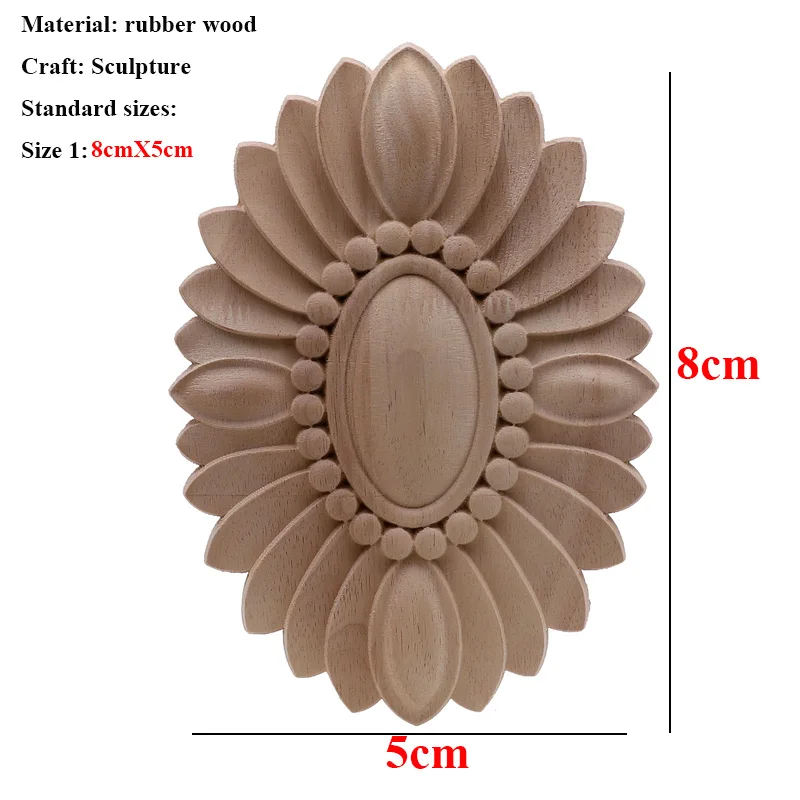 Винтажная Неокрашенная древесина наклейки с резьбой угловая аппликация, рама для домашней мебели настенные двери шкафа декоративные деревянные миниатюрные ремесла - Цвет: 8cmX5cm
