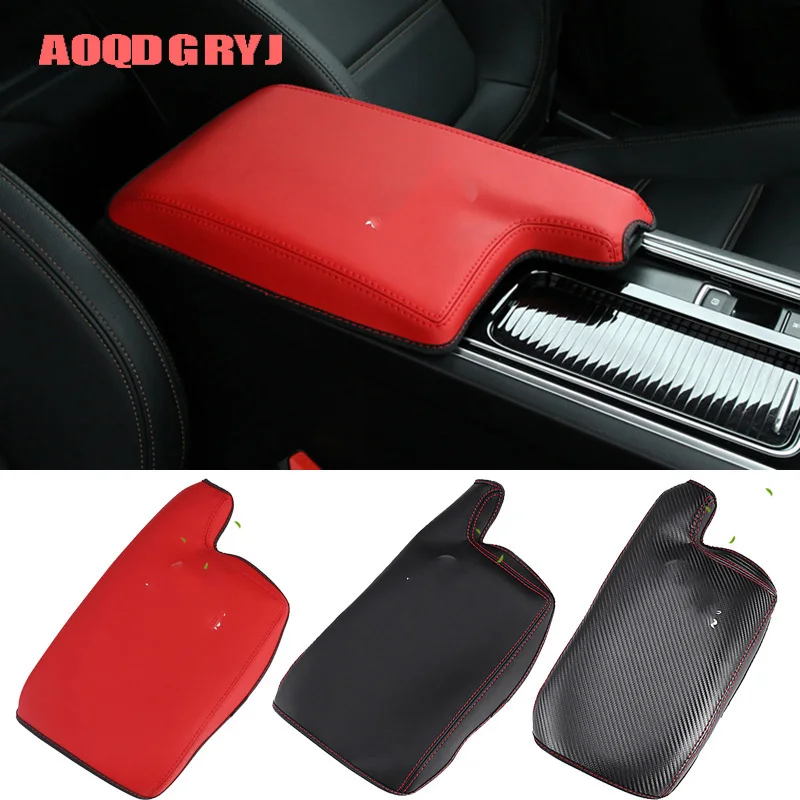 

For Jaguar F-PACE 2016-2019 PU Leather Car Armrest Pad Covers Center Console Pads 1pcs Car styling accessories