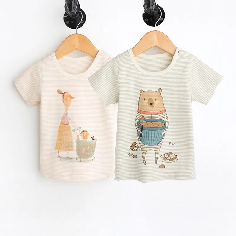 2 шт/комплект детская одежда органических хлопковый топ Детская Одежда для мальчиков и девочек Футболки для девочек Lucky Child младенцев Милая футболка для новорожденных Одежда футболка топы футболки для подростков - Цвет: bear and mummy