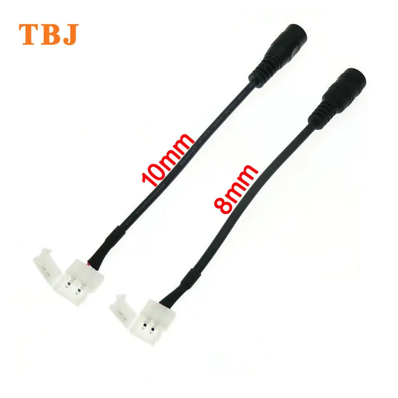 

5PCS/LOT 2Pin 10mm 8mm LED Connector Cable with DC Female Plug Adapter For Single Color Strip
