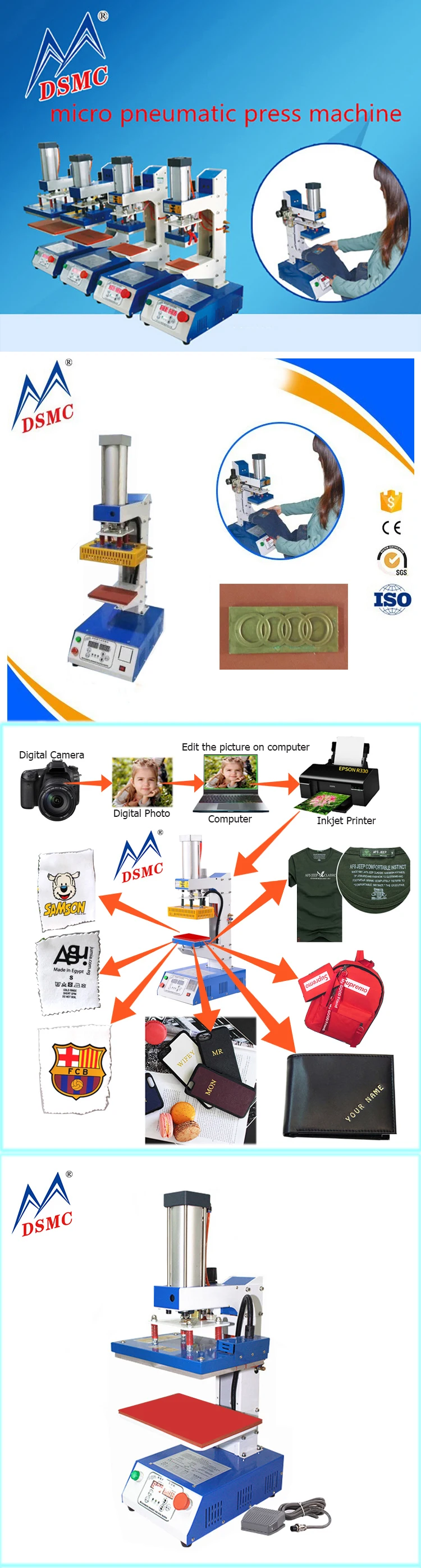Top Hot Automatic heat press leather logo embossed hot stamping New machine 8x10cm 1