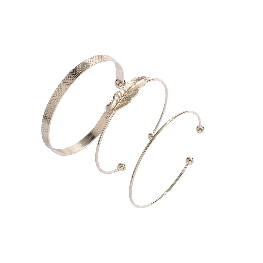 5 шт./компл. винтажные женские браслеты ветка с листьями двойной круг узор открытый золотой браслет набор женский браслет Свадебная вечеринка ювелирные изделия