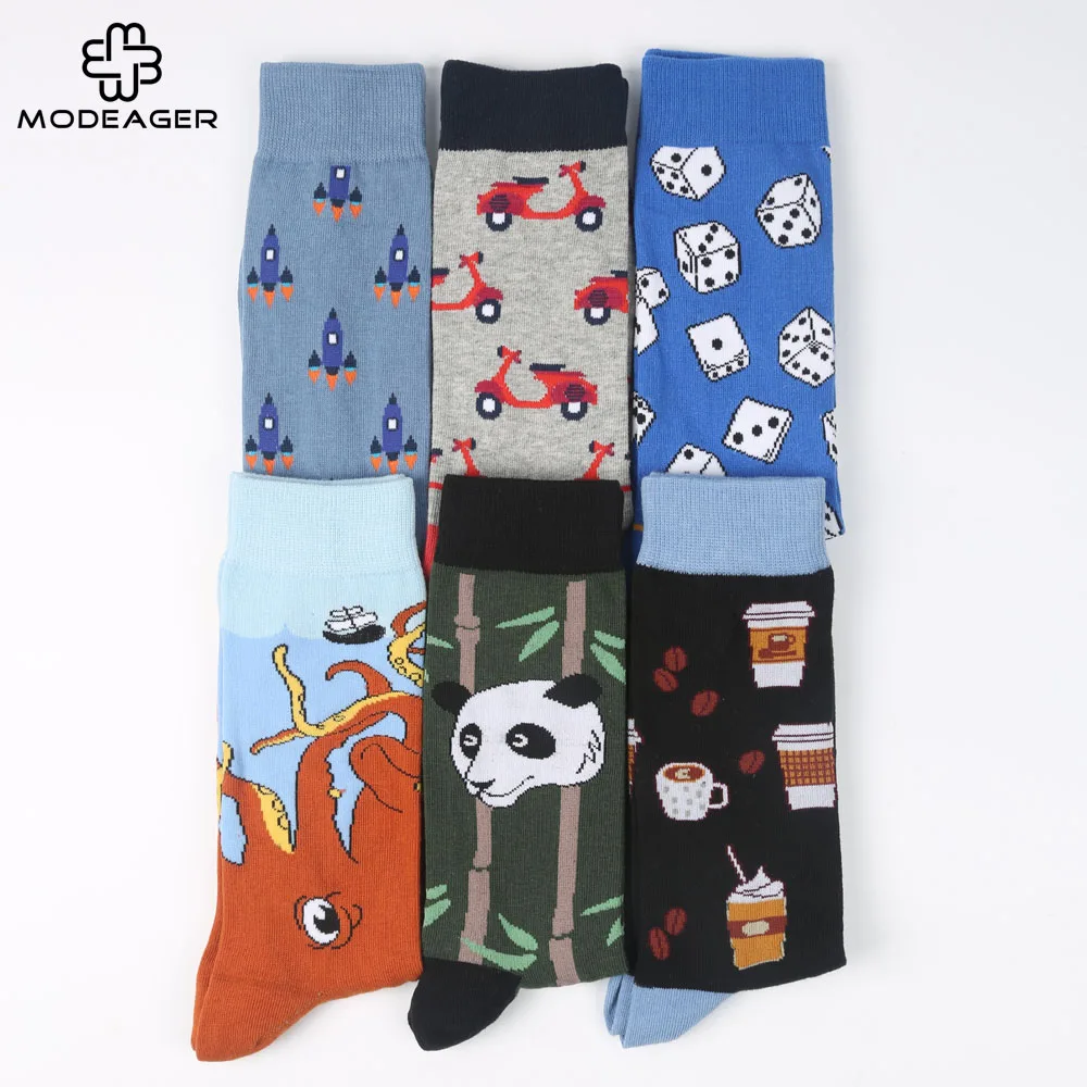 Modeager мужские носки мультфильм новинка животное панда осьминог фламинго зима