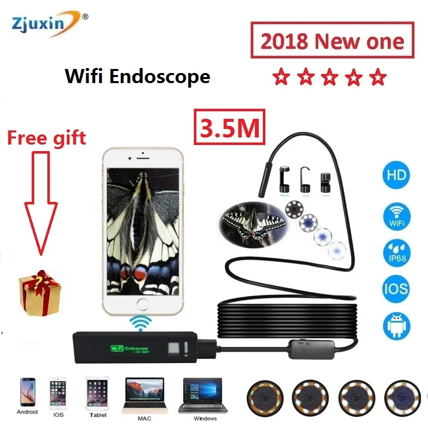 

WIFI Endoscope New Camera 8mm HD Lens ZJUXIN 3.5M USB Iphone Android endoscope Tablet Wireless Endoscope wifi softwire