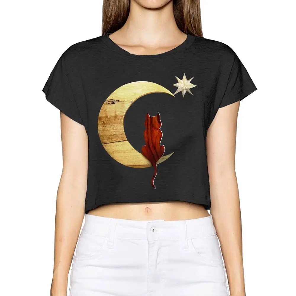 SAMCUSTOM Camisetas настоящий короткий 3D принт луна и звезды Летняя модная уличная