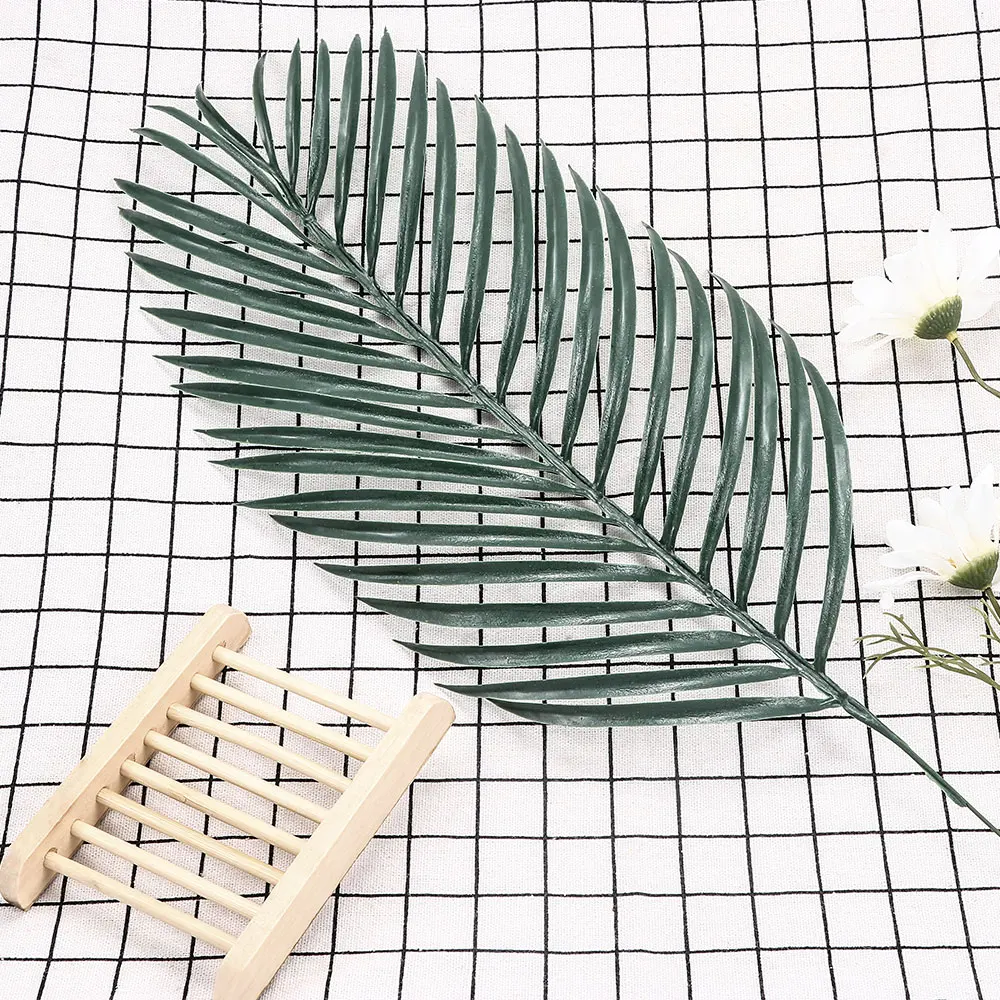 

1PC Green Palm Leaves Plastic Silk Fake Plant Artificial Flowers Leaf Home Party DIY Decor Handcrafts