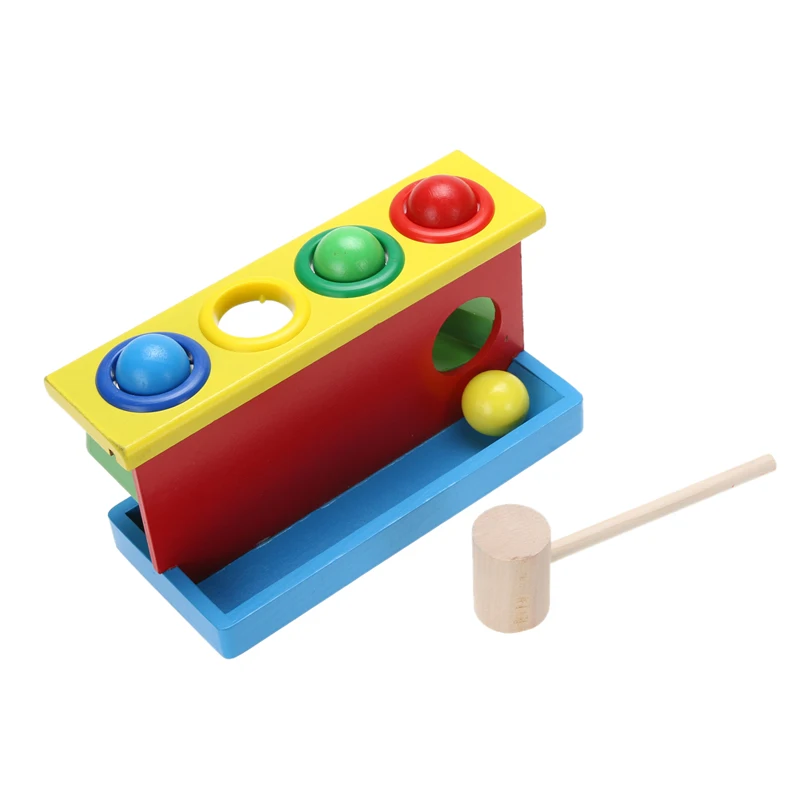 

Baby Colorful Hammering Wooden Ball + Hammer Box Multicolor Early Kids Children Learning Educational Toys Gift