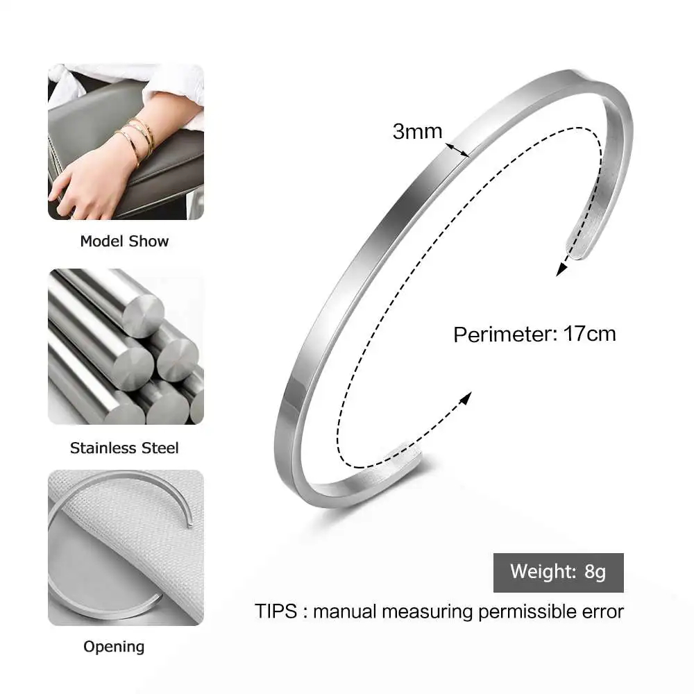 Персонализированный подарок, браслеты-манжеты дружбы для женщин, гравировка имени, нержавеющая сталь, ID браслеты& браслеты(JewelOra BA101918