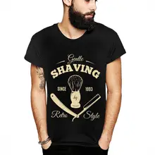 Camiseta de diseño único para hombre Vintage barbería recta navaja barbería ofertas diarias Popular algodón saludable nueva camiseta