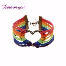 Мужские радужные ювелирные изделия, кожаный браслет с подвеской из нержавеющей стали, аксессуары, гей-Прайд, браслет для геев, праздников