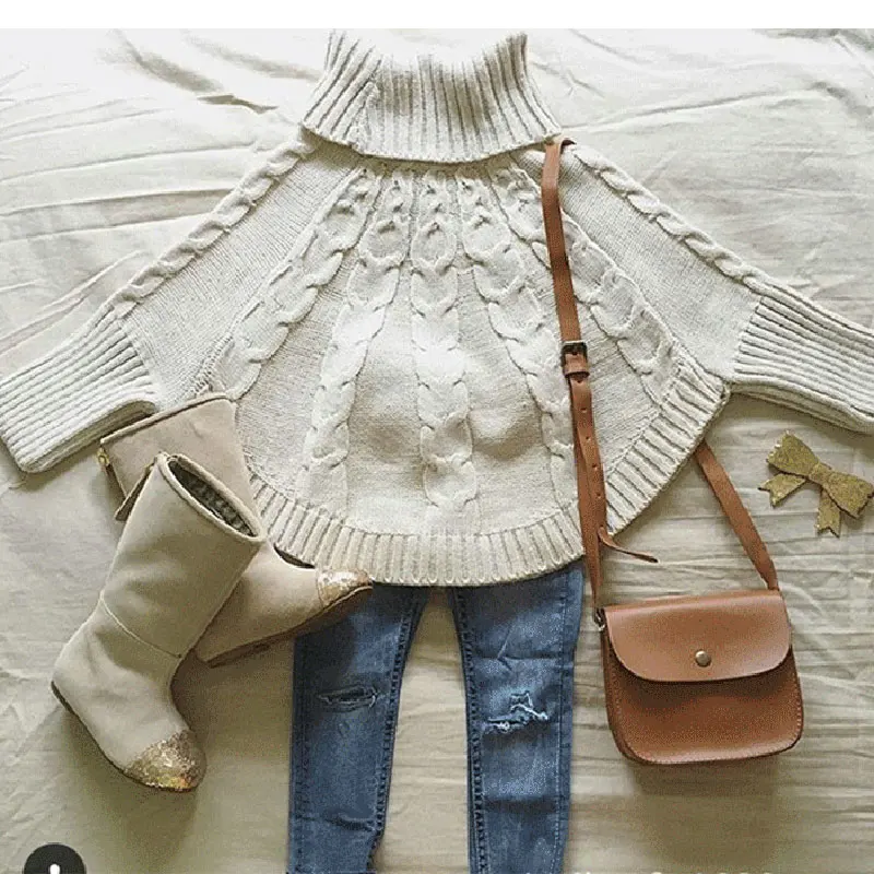 New Baby Girls Sweaters Children Cotton Cape Sweater Coats Knitted Turtleneck Cloak Pullover Girls Christmas Clothes DQ730 New Baby Girls Sweaters Children Cotton Cape Sweater Coats Knitted Turtleneck Cloak Pullover Girls Christmas Clothes DQ730