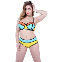 Летний высокое качество Большие Размеры 3 цвета в стиле пэчворк пикантные Для женщин бикини Купальники для малышек середины талии купальник на косточках купальный костюм