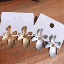 MENGJIQIAO новые винтажные золотые цветные металлические серьги-гвоздики в виде цветка для женщин, модные серьги, украшения в подарок