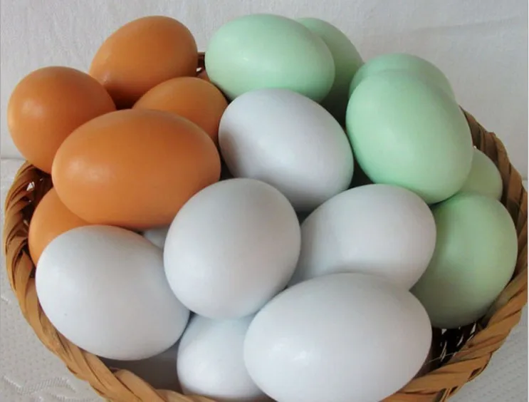 

1PC Poultry Simulation Wooden Fake Eggs Chicken Duck Geese Hatch Incubation Breeding House Painting Toy Wood Craft MQ 007