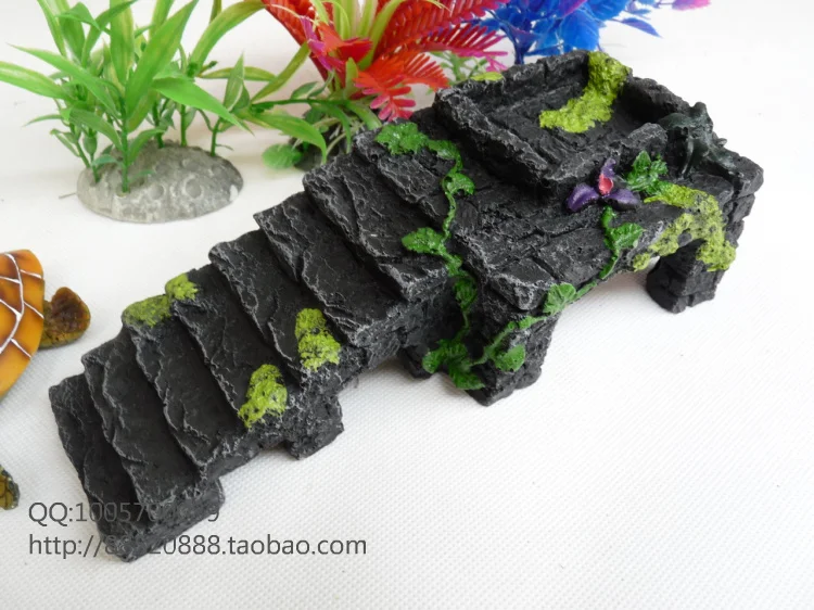 

Aquarium Turtle Pier Pet Ramp Platform Resin Frog Newts Basking Stairs Bridge Medium 16x7cm free shipping