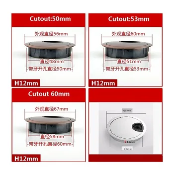 

4Pcs/Lot 50/53/60/80mm Zinc Alloy PC Computer Desk Table Grommet Cable Outlet Tidy Wire Hole Cover
