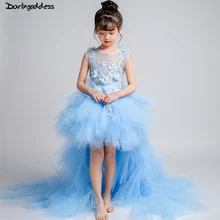High Low Flower Girl Dresses for Weddings Lace Ball Gown Evening Party Dresses for Girls Kids First Communion Dress 2018 High Low Flower Girl Dresses for Weddings Lace Ball Gown Evening Party Dresses for Girls Kids First Communion Dress 2018