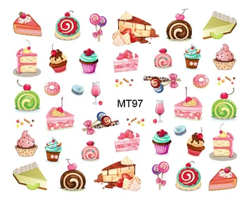 

1 Sheet Nail MT97 Mousse Cake Mix Design Nail Art Water Transfer Sticker Decal For Nail Tattoo Tips Nail Tools