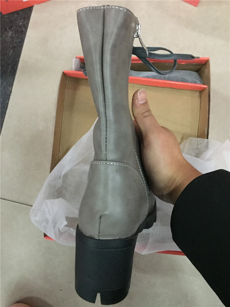 RQFF Brand Ankle Boots Women With Box Big size34-43 Fur Shoes Woman Winter Leather Plush High Heel Boot Female Ladies Black Shoe (29)