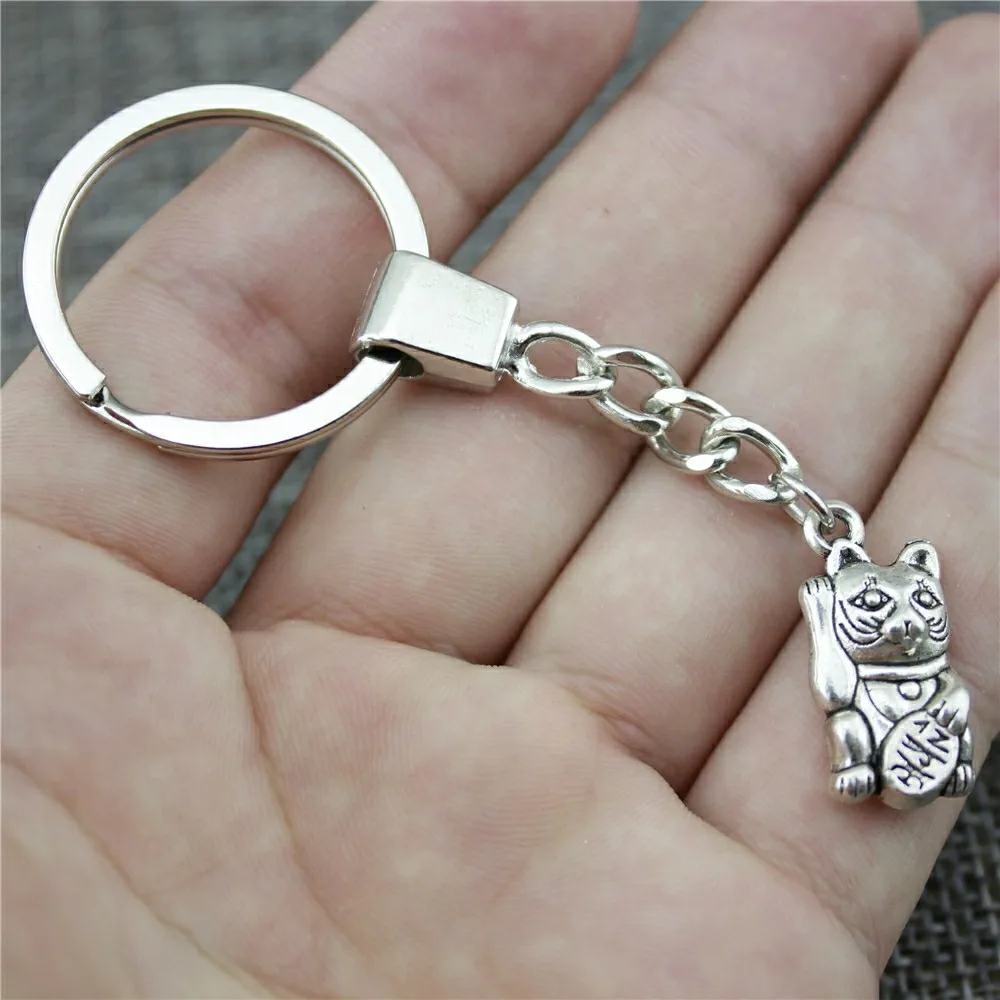 23x11 мм Lucky Cat брелок 2 цвета античная бронза античный серебряный Модный ручной