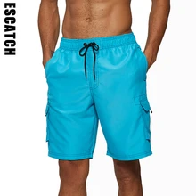 Escatch, новинка, мужские повседневные летние пляжные шорты, для спортзала, серфинга, купальный костюм размера плюс, Homme, бермуды, быстросохнущие, с карманами, пляжные шорты