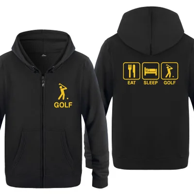 Eat Sleep Golf/Повседневная одежда Мужские толстовки на молнии с капюшоном и принтом