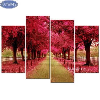 

Customized,5d Diy Diamond Painting,Square diamond canvas Cross Stitch Kit,Diamond Embroidery tree diamond mosaic Needlework 4pcs