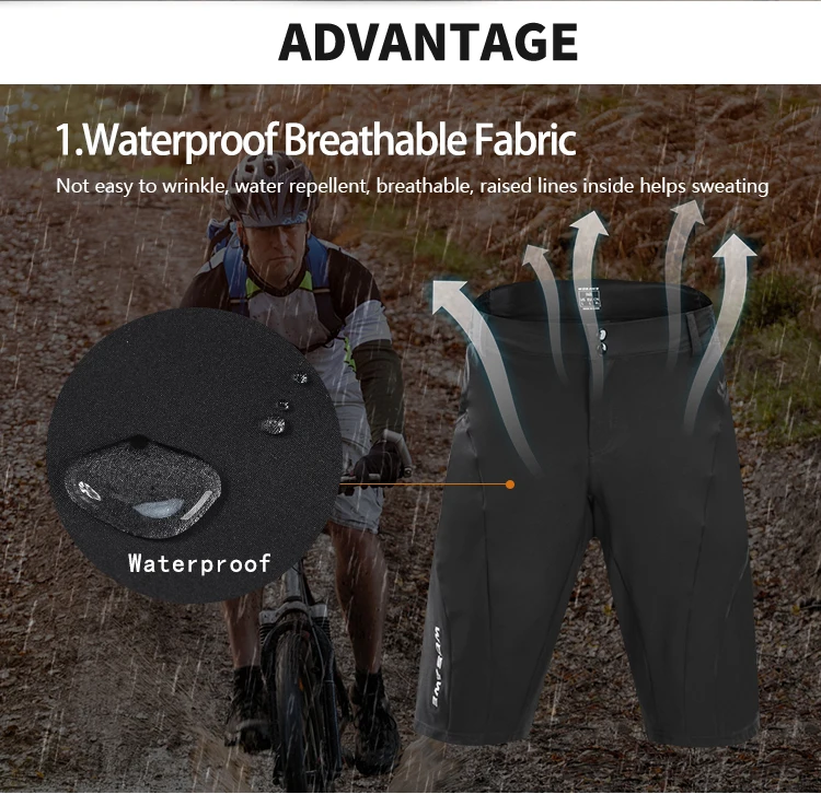 Мужские шорты Motrocycle WOSAWE летние для мотокросса MTB с 3D гелевой подкладкой