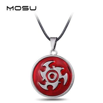 

MOSU 12/pcs a lote Hot Anime Naruto Metal Necklace Sharingan Logo Pendant Cosplay Accessories Jewelry can Drop-shipping