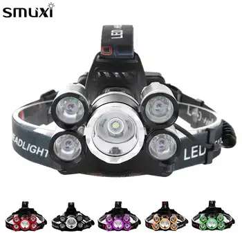 

Smuxi 80000 lm 5xT6 Rainproof LED Headlamp USB Headlight Head Torch 4 Mode for Outdoor Camping Emergency Head Light Ru