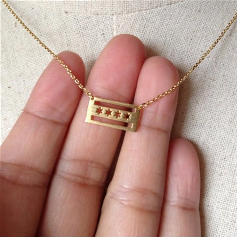 Fashion Chicago Necklaces For Women Chicago Flag Necklace Dainty USA