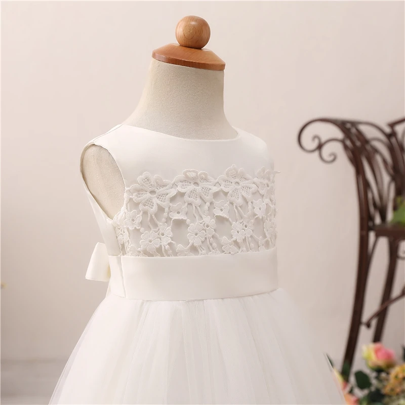 2019 бальное платье без рукавов длиной до пола, платья с цветочным узором для девочек на свадьбу, Элегантные аппликации с бантом, платья для