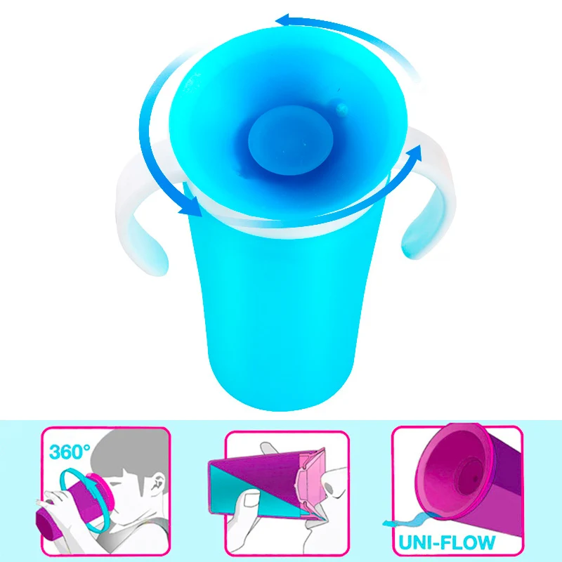Baby Learning Drinking Cup Safe 360 Degree Water Milk Straw Children Two Holder Leak-proof Learn Drink Training Cup 260ml BB5058 (9)