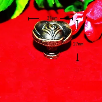 

Antique Rose Flower Handle Cabinet Knobs Handles Jewelry Box Drawer Cupboard Alloy Pull Handles Vintage Furniture Fittings