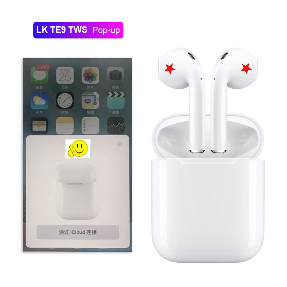 

new! Pop-up function i14 tws LKTE9 LKTE 9 wireless earphone bluetooth headset 1:1 original with Silicone Case