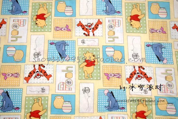 

Cartoon Winnie Pooh with friends Puzzle Cotton Fabric Patchwork Cotton Tilda Printed Quilting Home For Sewing 50*108cm