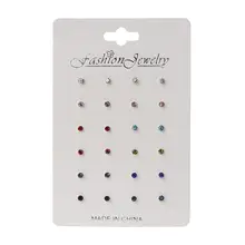 12 пар радужных кубических циркониевых сережек-гвоздиков, детские ювелирные изделия с камнем рождения