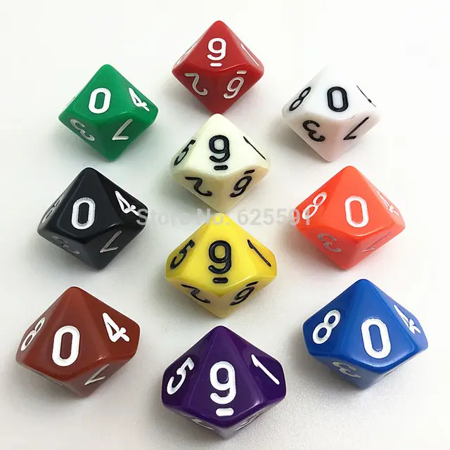 10pcs set t g high quality colorful d10 dice set opaque effect