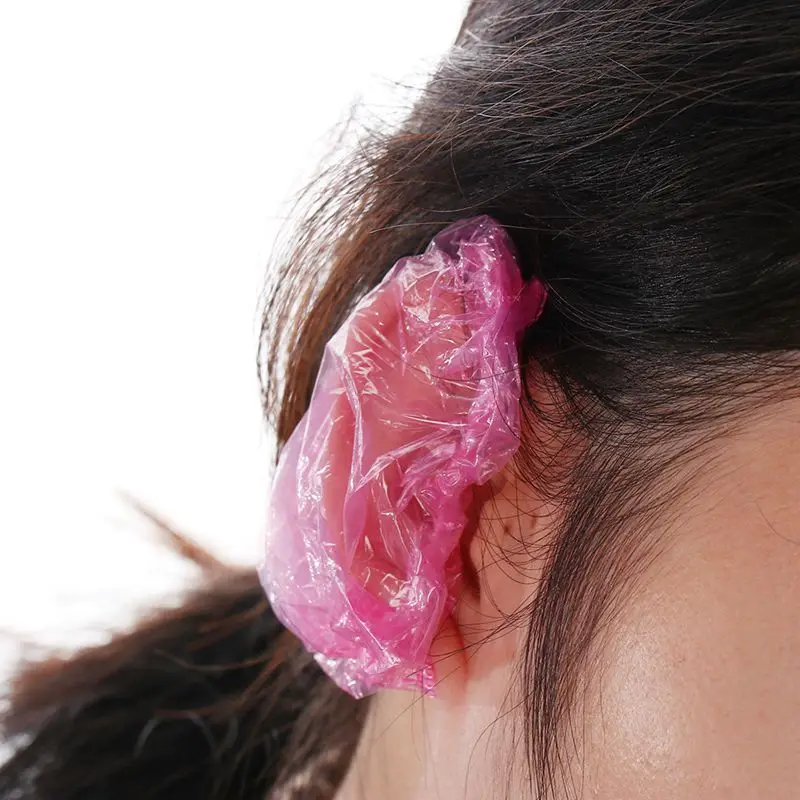 

100 Pcs Disposable Hairdressing Earmuffs Salon Clear Ear Cover Ear Protection Hair Dye Protect Cap Hair Color Styling Tool