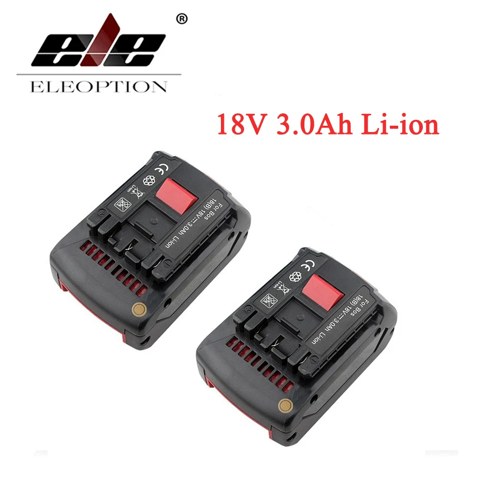 

ELEOPTION 2PCS For Bosch BAT618 Power Tool Battery 18V 3000mAh for BAT609 BAT618G 336 169 GKS 18 V-LI CCS180 FHN180 RHH180 1761