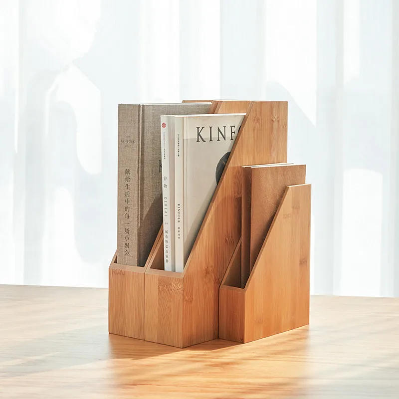 

Bamboo File Rack Japan Style Creative Desk Organizer for Books/Magazines A4/A5 Paper Stand Holder Eco Natural Wood Storage Box