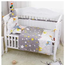 Постельное белье для новорожденных, Детские Кроватки из чистого хлопка, комплект детской кроватки с разноцветными рисунками, постельный комплект для детей, декор для комнаты, 7 шт./компл