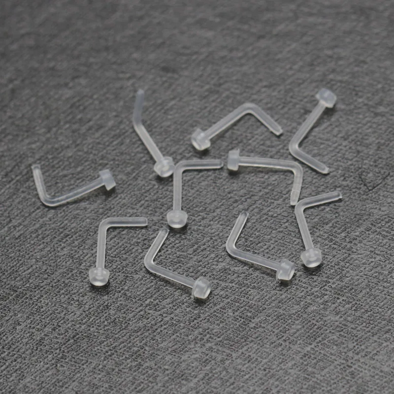 10pcs invisible silicone nose studs L shape nose ring clear soft bio plastic small for women body piercing jewelry anti-allergic 3