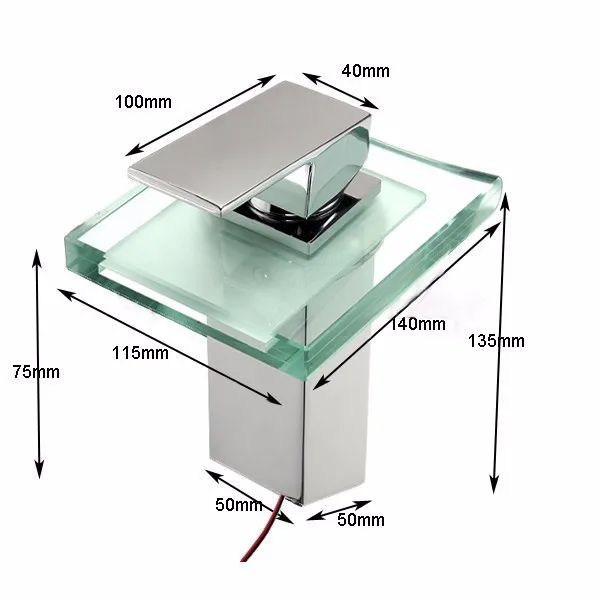 Xueqin изменение цвета светодиодный кран для раковины из цельного стекла, смеситель для раковины, однорычажный кран на бортике, холодная и горячая хромированная отделка