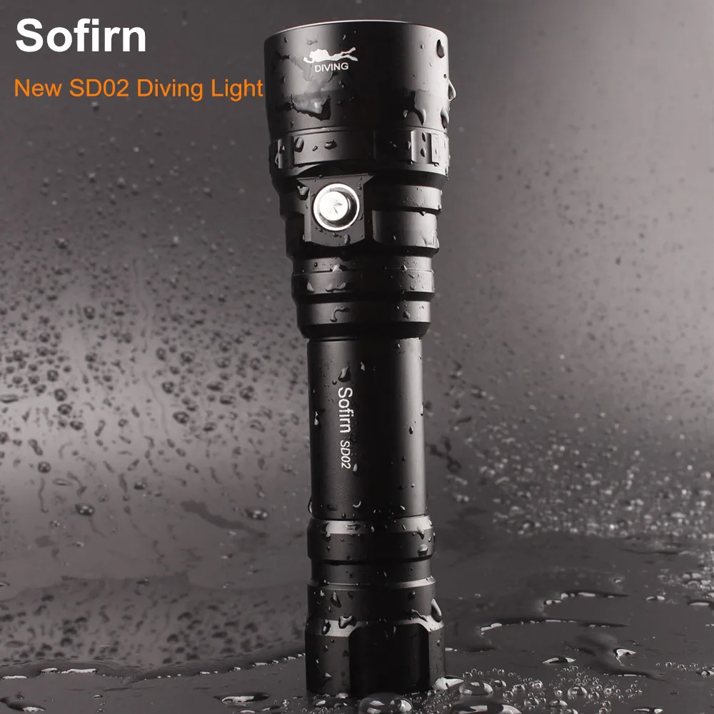 Sofirn SD02 комплект подводный дайвинг вспышка светильник 18650 мощный погружной светильник Cree XPL светодиодный фонарь подводный поисковый светильник с зарядным устройством