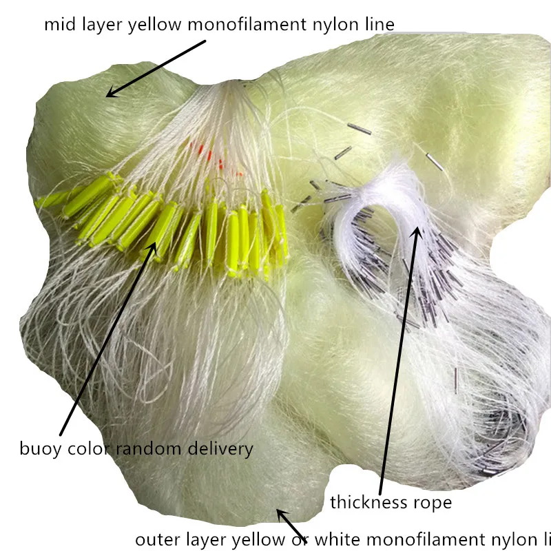 Прочная рыболовная сеть, глубина 3 м, однонитевая нейлоновая рыболовная сеть, желтая нейлоновая сетка, длина 80 м, рыболовная сеть, филе