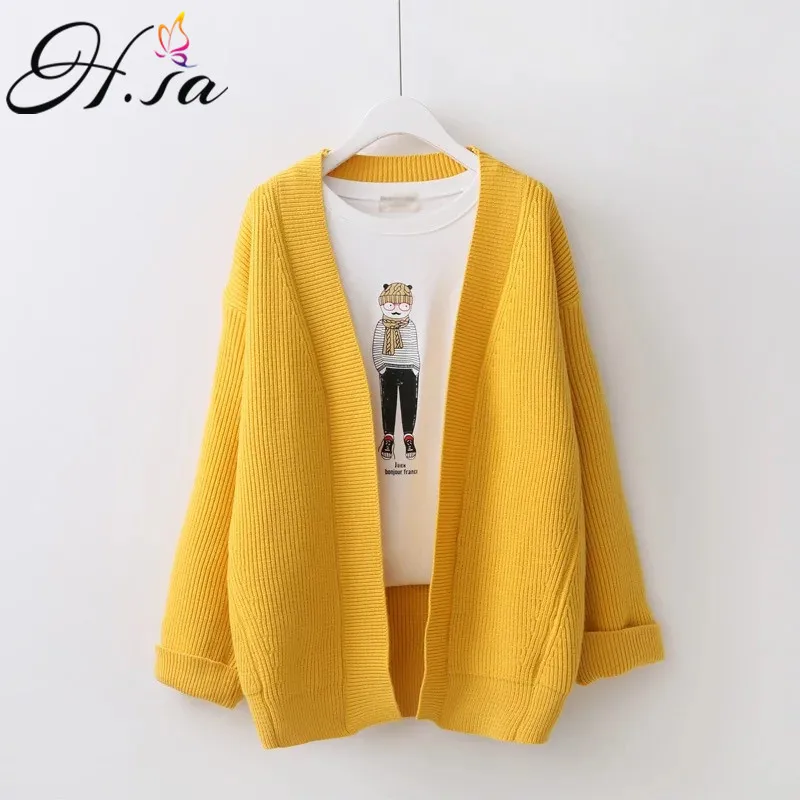 

H.SA Female Cardigans 2017Autumn Winter Sweater Cardigan Long Sleeve Oversized Knitted Jacket Coat Loose Outwear casaco feminina