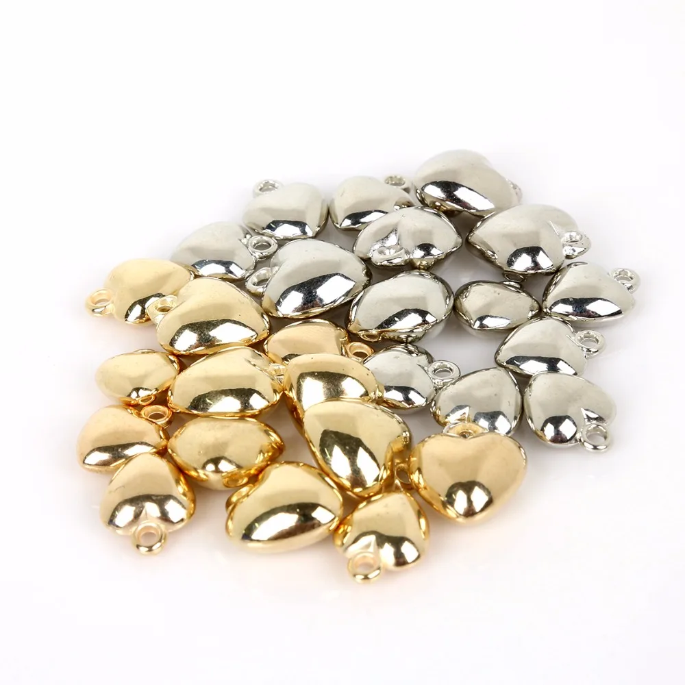 Plastic Beads Heart and Long Nail type 30-200pcs Plastic CCB Charm Pendant Beads Mix SIze Rhodium/KC Beads