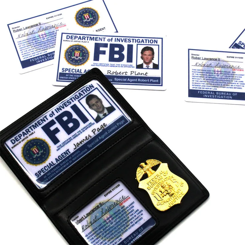 

FBI Metal Badge Card Holder Police ID Cards Wallets Holder Kids Role Occupations Playing Toys