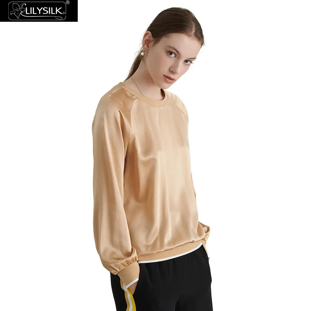

LilySilk Top Women Silk Daily Round Neck Ladies New Free Shipping